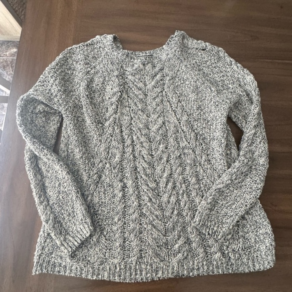 Massimo Dutti Gray Cable Knit Women's Sweater Size XL